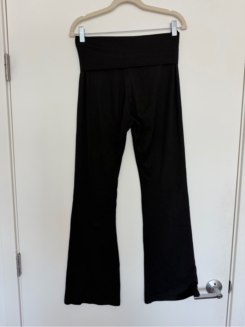Women's Black Fold-Over Waist Flare Pants